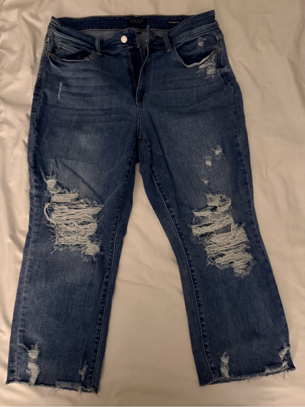 Judy Blue Dark Blue Distressed Boyfriend Jeans